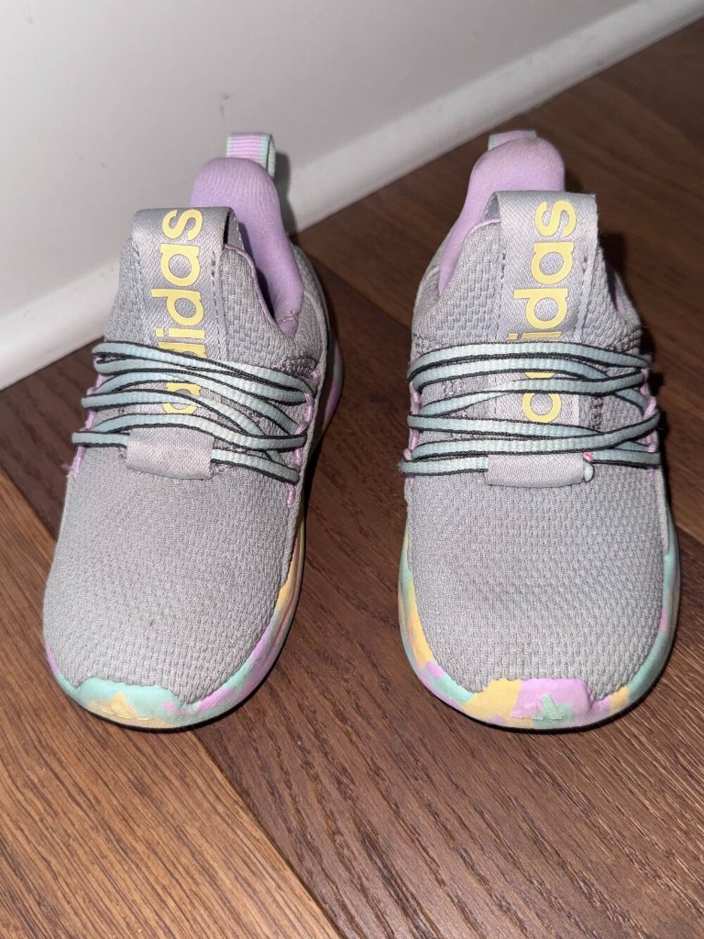 Girls Size 7.0 Adidas Toddler Lite Racer Adapt 7.0 Lace Up Sneakers Shoes - Picture 3 of 10